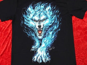 T-Shirt Wolf Fire Blue